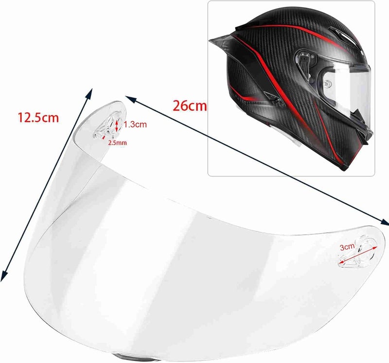 Espusta Motorcycle Helmet Face Shield Replacements, Motorcycle Helmet Visor Compatible with AGV K1 K1S K3 SV K5 K5S UV Protection (Clear) - Image 2